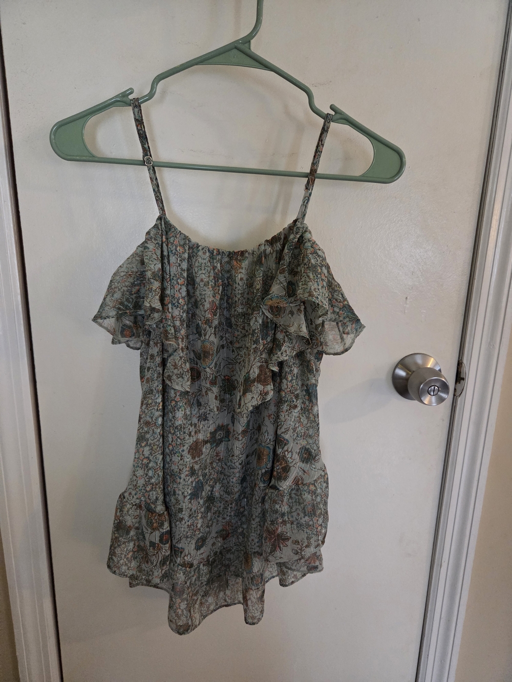 Victoria's Secret Floral Ruffle Camisole - Sage Green Multicolor